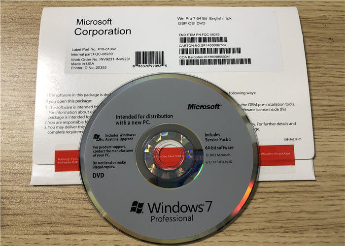 Professional Microsoft Update Windows 7 SP1 OEM System Builder DVD 1 Pack